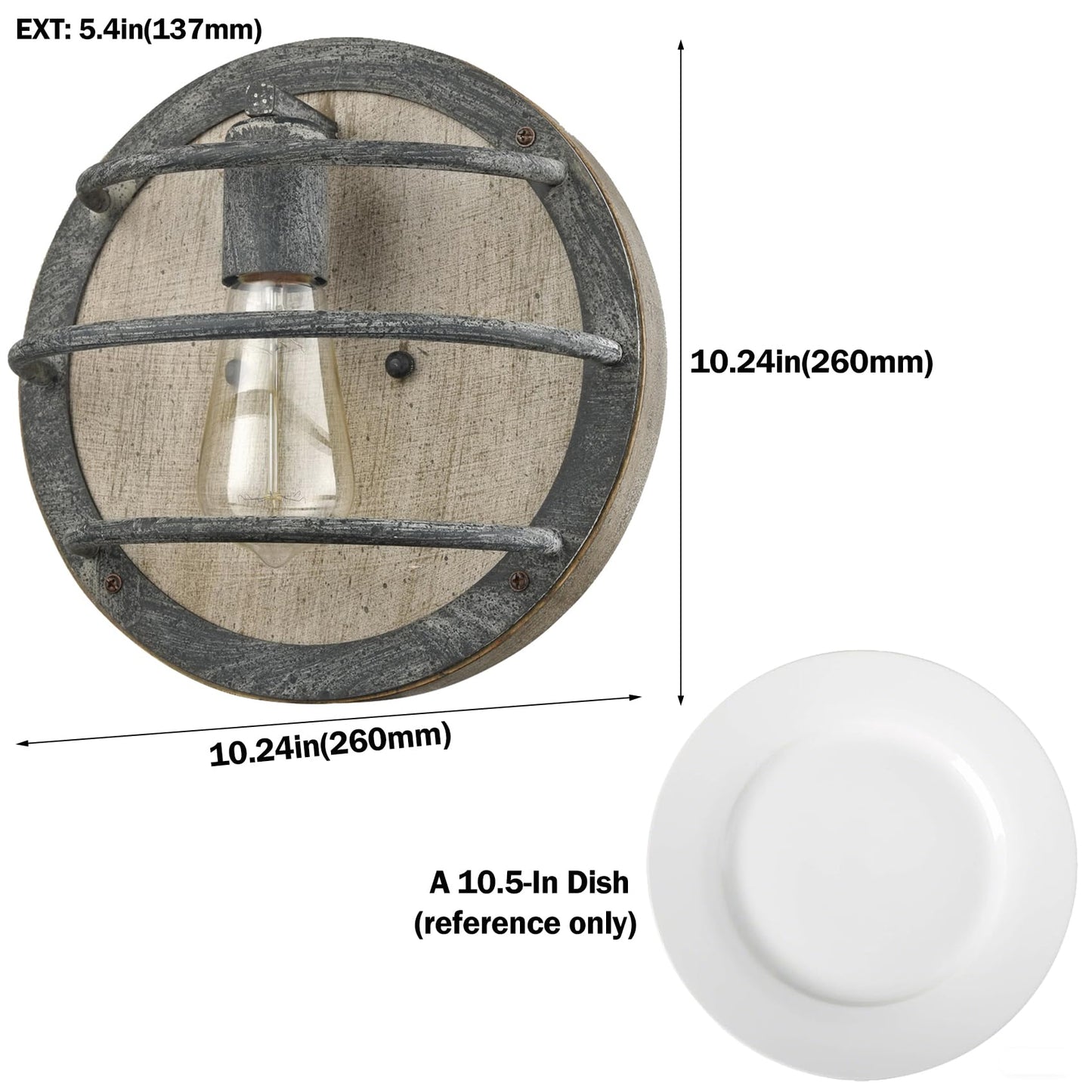 DAYCENT Farmhouse Wall Sconce Retro Rustic Wood Wall Light Fixtures 1-Light Industrial Caged Sconces Lighting for Bedroom Hallway Kitchen Corridor