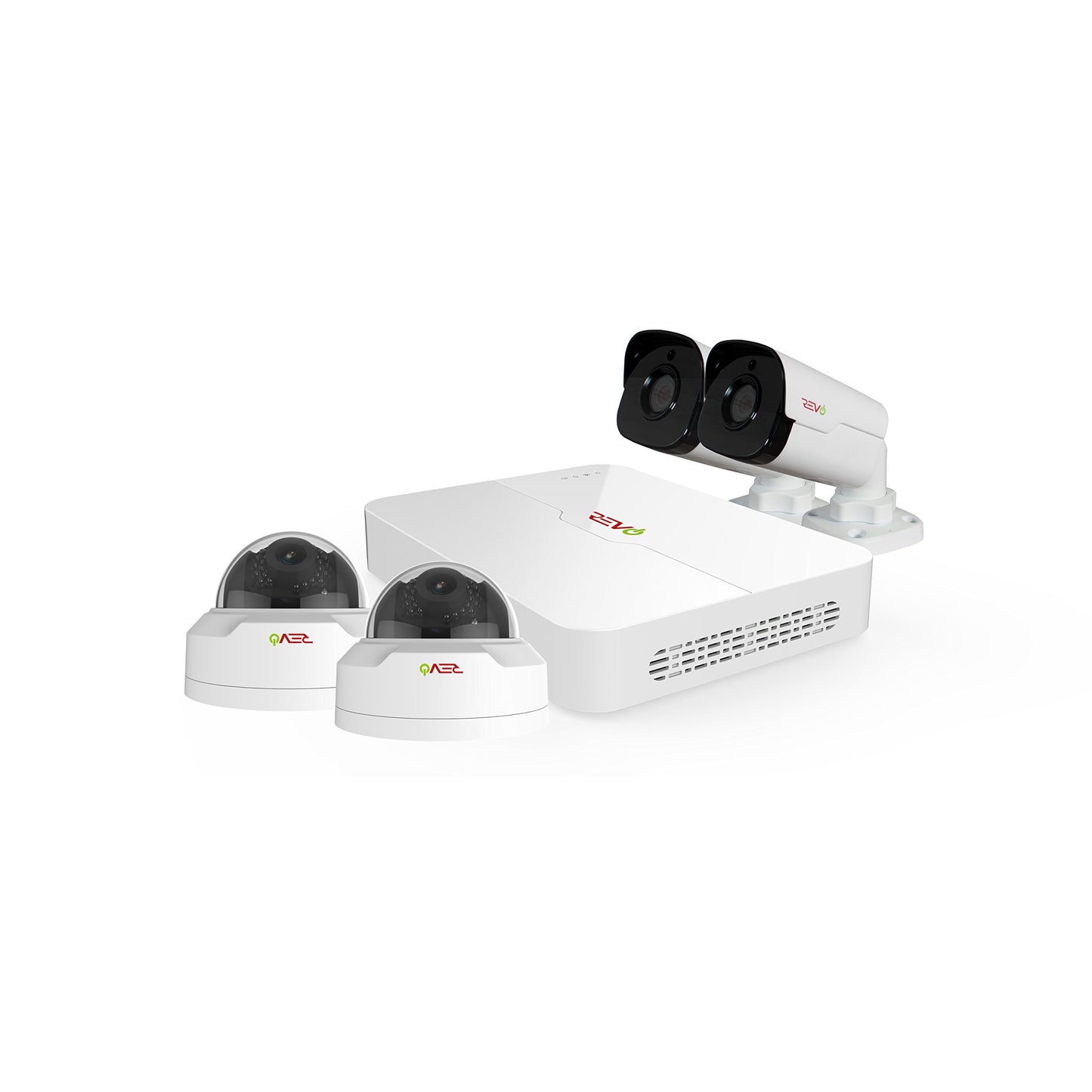 Revo America Ultra 4Ch. 1TB HDD 4K IP NVR Security System - Fixed Lens 2 x 4MP IP Bullet Cameras & 2 x 4MP Dome Camera - Remote Access via Smart