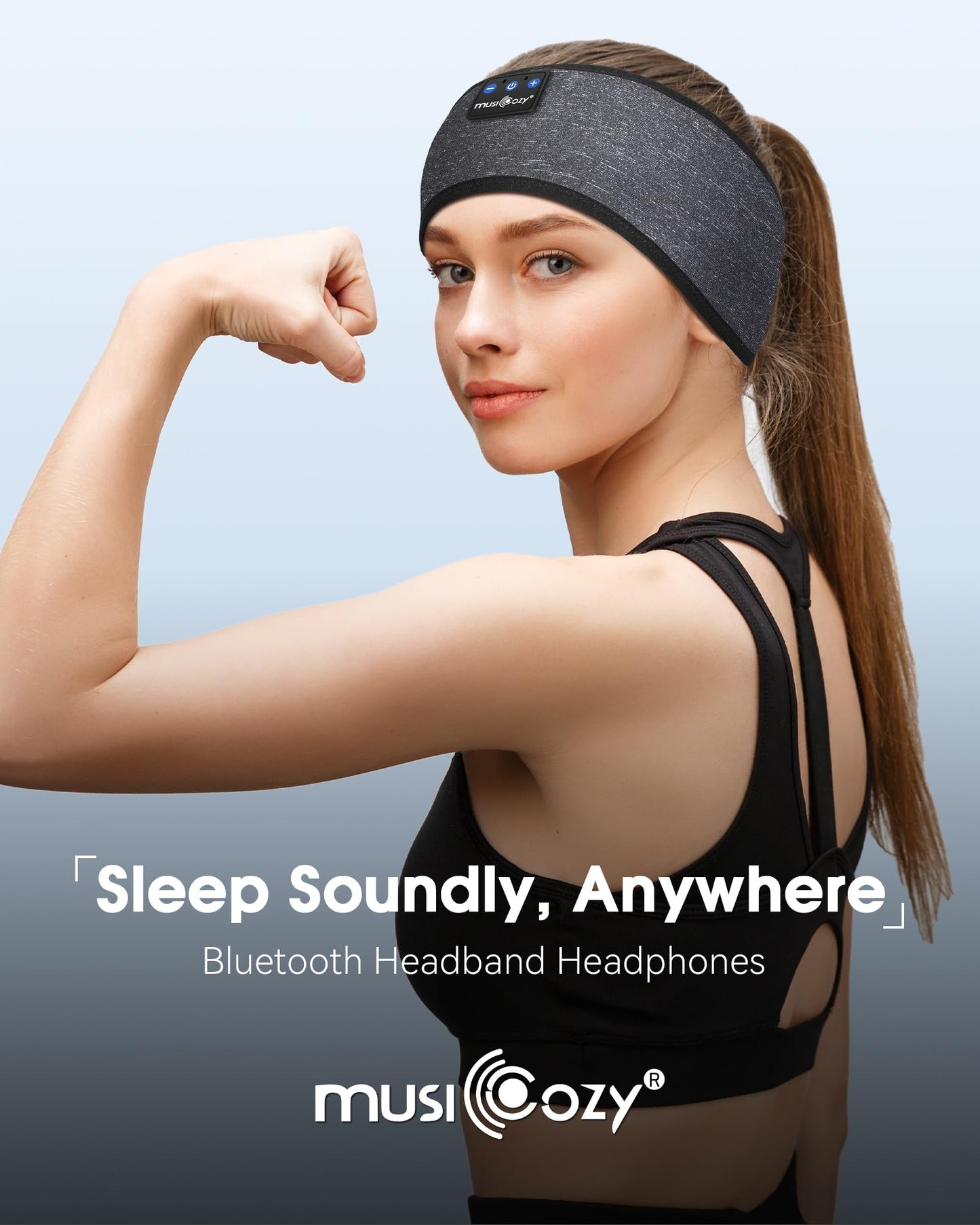 MUSICOZY Sleep Headphones Bluetooth 5.4 Headband Headphones, Wireless Earphones Music Sleep Earbuds for Side Sleepers Sleeping Eye Mask for Women Men…