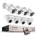 ZOSI 8CH 1080P Security Camera System Outdoor with 2TB Hard Drive,8 Channel 1080P CCTV Recorder and 8pcs HD 1920TVL Home Surveillance Cameras