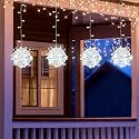 Outdoor Christmas Balls Lights 4 Pack Hanging 7.1" LED Garden Sphere Tree Lights 8 Modes Waterproof Glow Globe Light with Memory Timer Plug for Yard