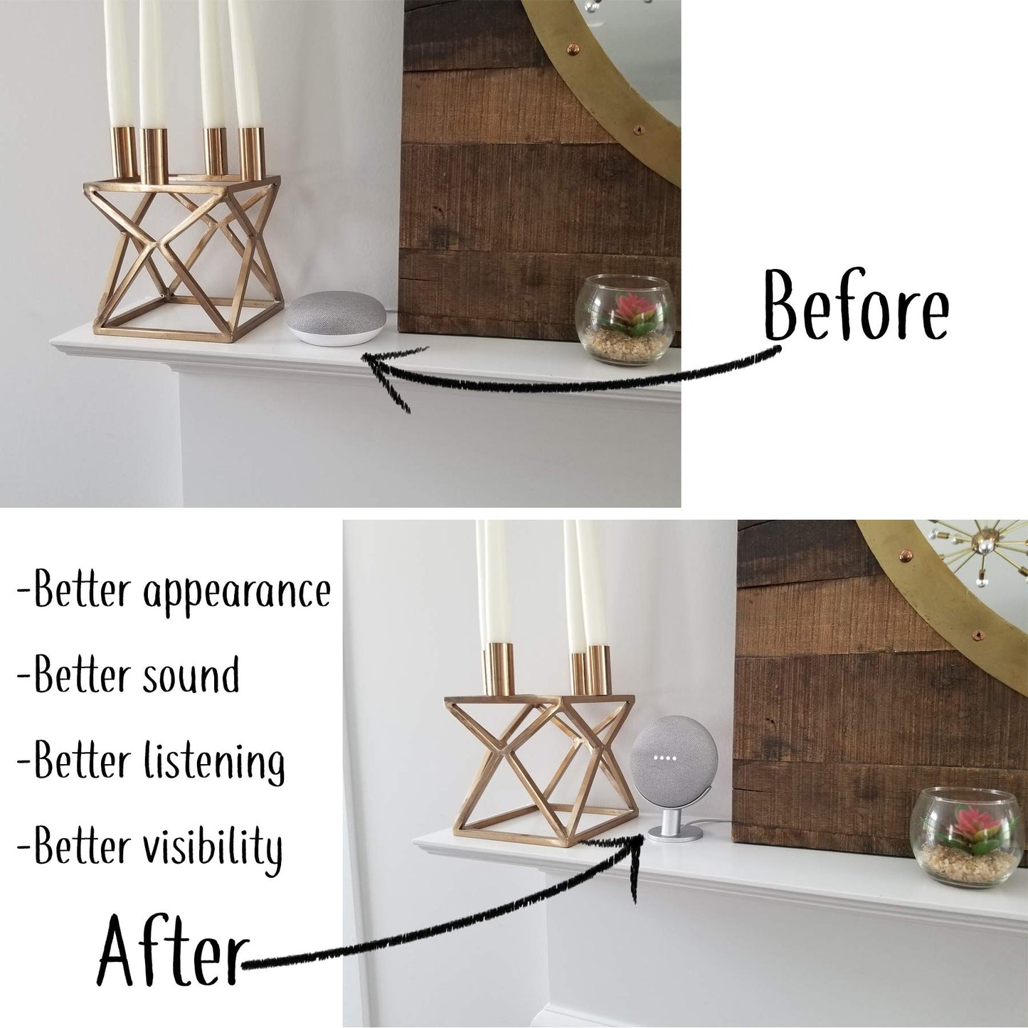 Mount Genie Pedestal for Nest Mini (2nd Gen) and Google Home Mini (1st Gen) | Improves Sound and Appearance | Cleanest Mount Holder Stand for Mini