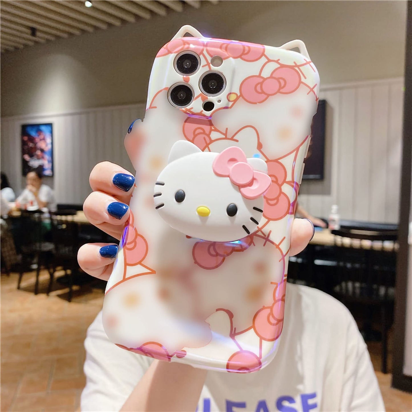Cat Phone Grip for Kindle & iPhone & Tablet, Kawaii 3D Kitty Phone Holder Stand, Cute Kindle Accessories, Cellphone Charm and for Girls Women
