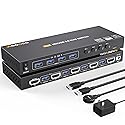 KVM Switch HDMI 4K@60Hz,KVM Switches for 4 Computers Share 1 Monitor and 4 USB3.0 Devices with Simulation EDID,Wired Remote and USB Cables, Power