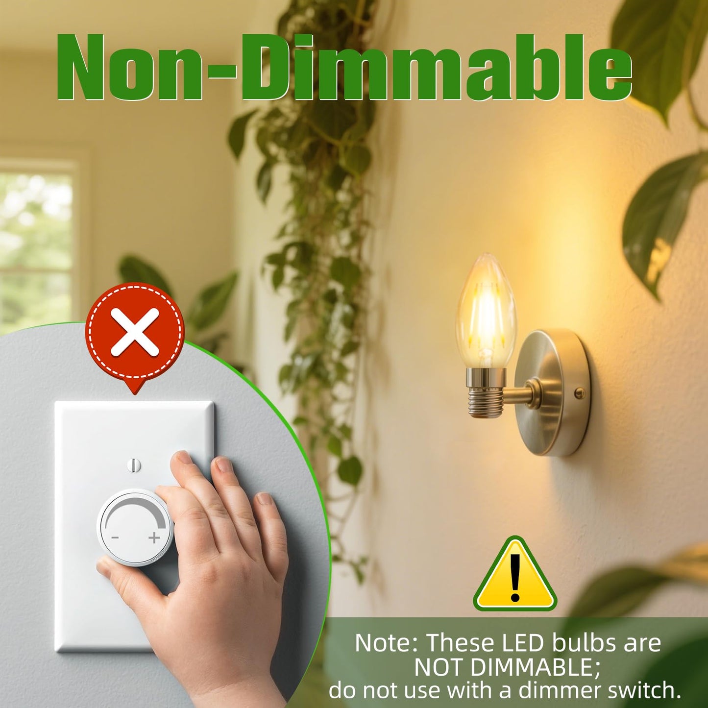 E26 Base LED Candelabra Light Bulbs 2700K Soft White, 60W Equivalent