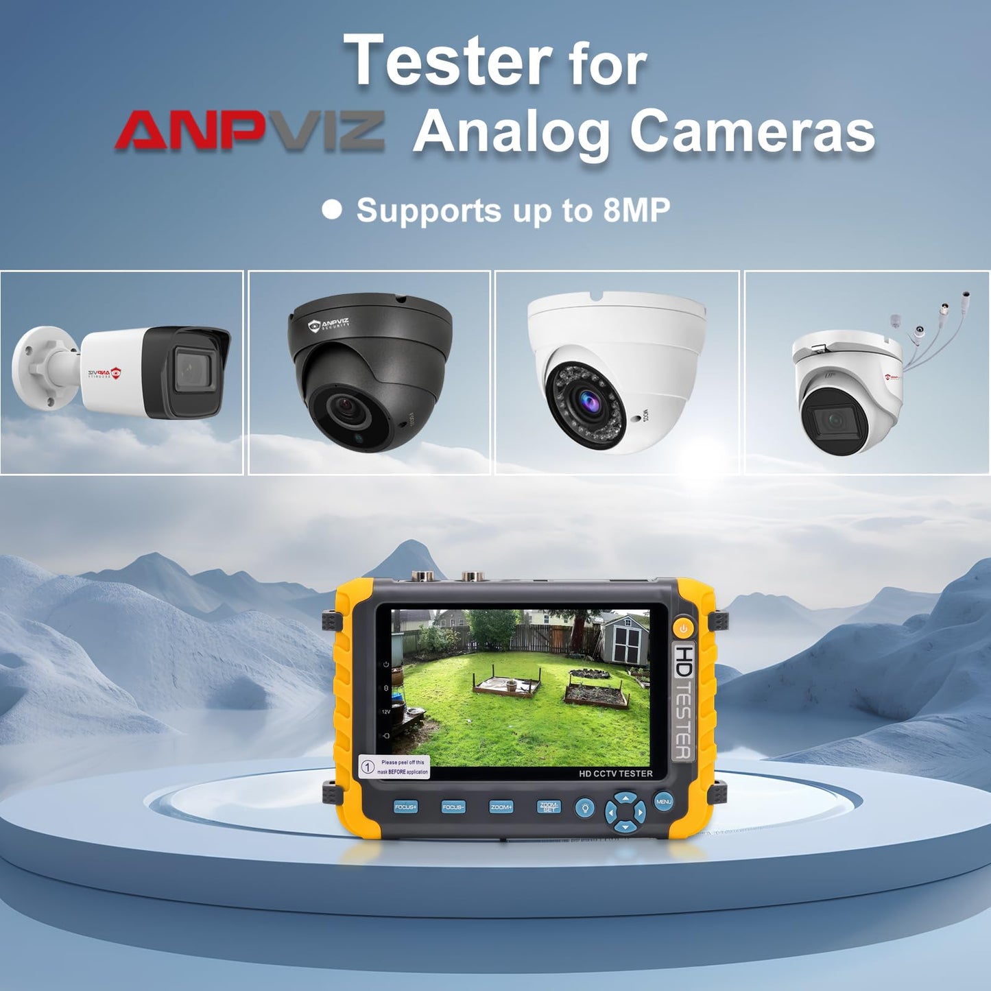Anpviz 5 Inch 4 in 1 CCTV Monitor Tester, AHD/TVI/CVI/CVBS Coaxial Analog Video CCTV Tester, UTP/PTZ Cable Test for 1080P/3MP/4MP/5MP/8MP Analog