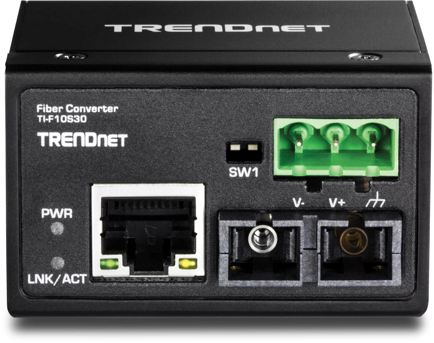 TRENDnet Hardened Industrial 100Base-FX Single-Mode SC Fiber Converter, (30 km, 18.6 Miles), IP40 Rated Housing, TI-F10S30,Lifetime Protection,Black