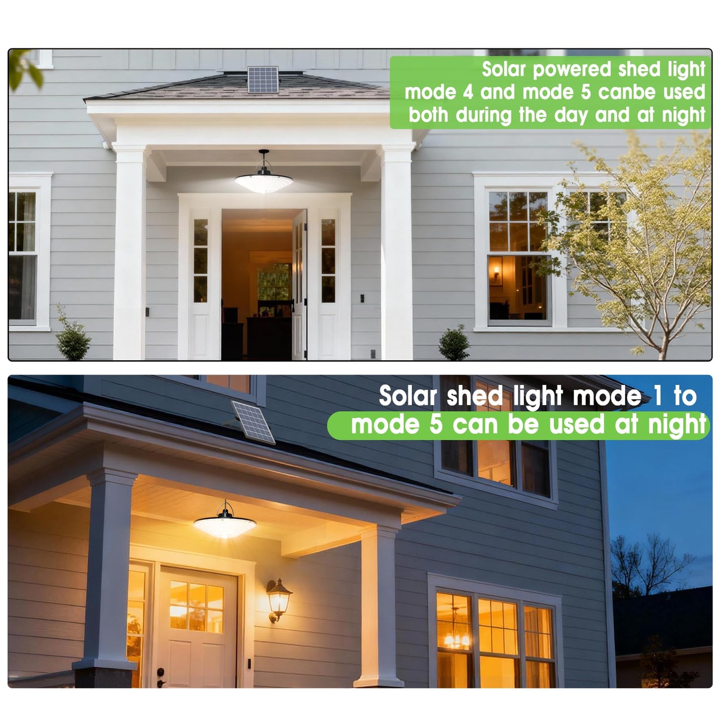 Solar Shed Light 198LED 1200LM Solar Powered Motion Sensor Light, 5 Modes Remote Control, IP65 Waterproof Solar Hanging Barn Light with 16.5ft Cable