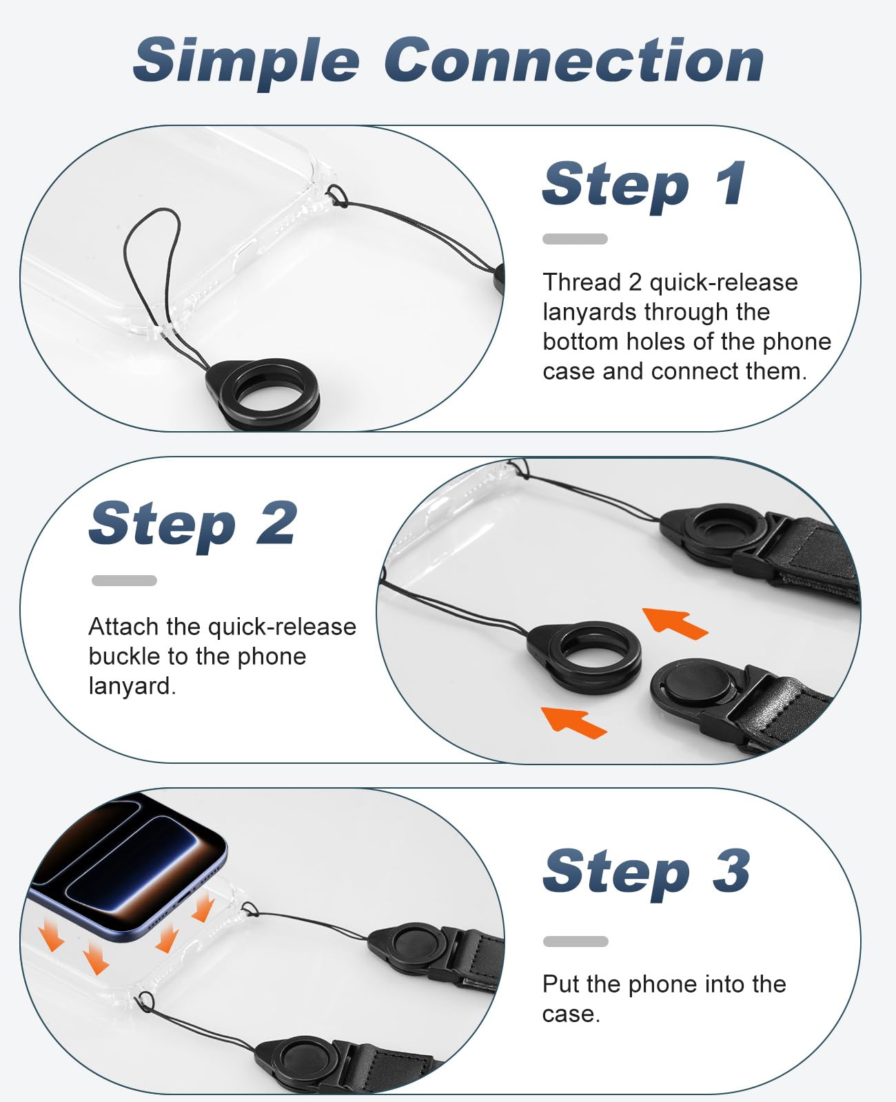 TiMOVO Phone Lanyard Crossbody for iPhone 17 Series Case, Adjustable Anti-Theft Phone Strap with Quick Release Buckle, Black