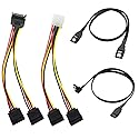 KETAWA SATA Data Cable & 15 Pin Power Splitter Cable (4 Pack) - 6.0 Gbps High-Speed Data Transfer, Compatible with SATA Hard Drives, SSDs, Optical