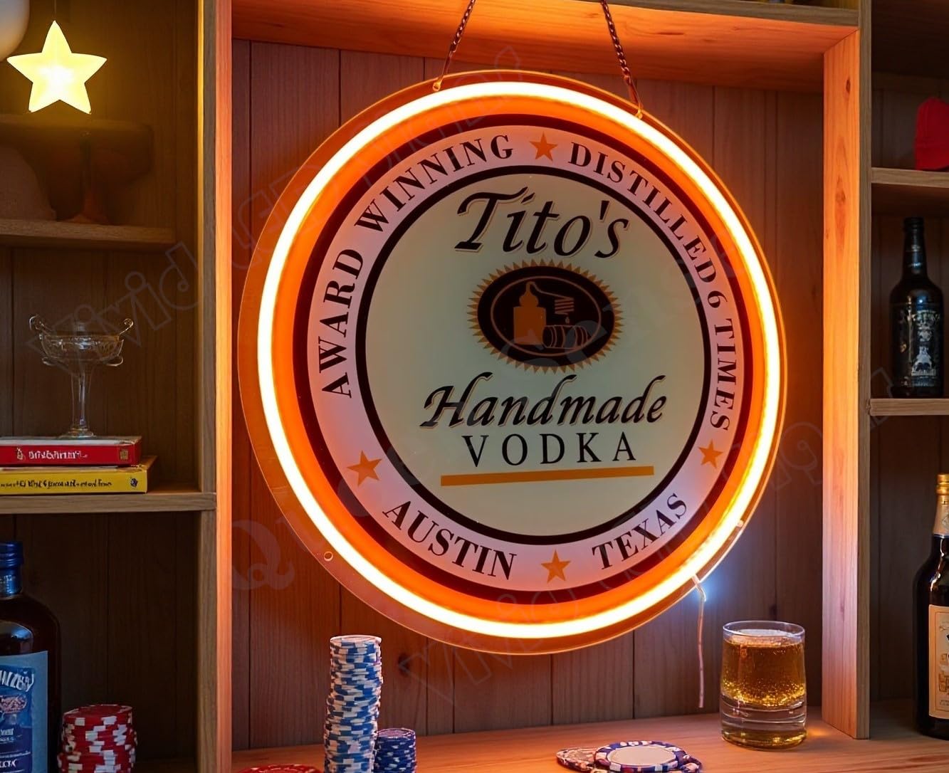 Queen Sense 16"x16" Handmade Vodka LED Neon Sign for Man Cave USB Powered Dimmable LED Signs Light BH1351