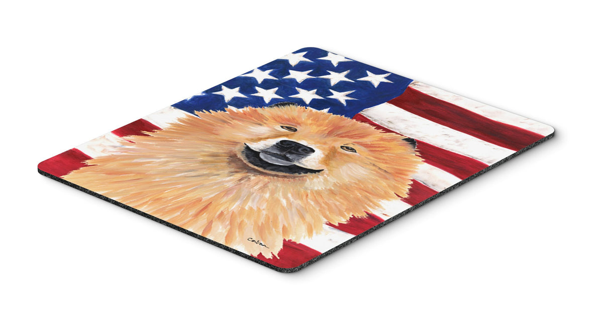 Caroline's Treasures SC9025MP USA American Flag with Chow Chow Mouse Pad, Hot Pad or Trivet for Home Office Gaming Working Computers Laptop Mouse