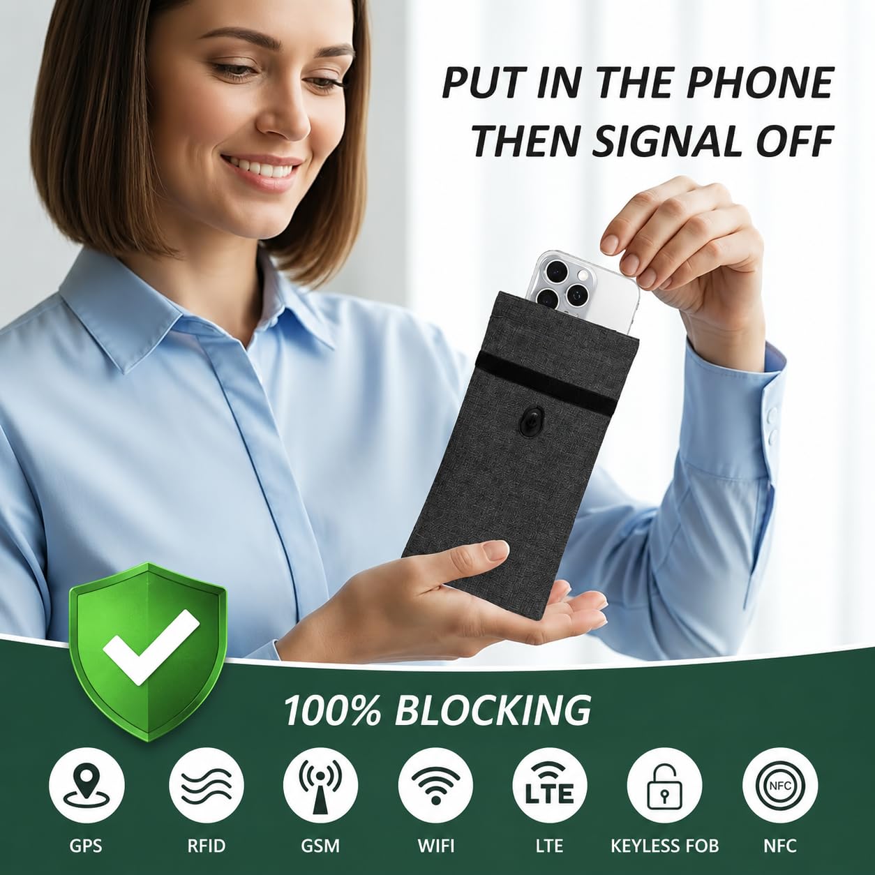 INLIKASHLNE Faraday Bags for Phones and Car Keys, 2-Pack Go Dark Bags Signal Blocking Pouch for Privacy Protection, Blocks GPS WiFi Bluetooth RFID