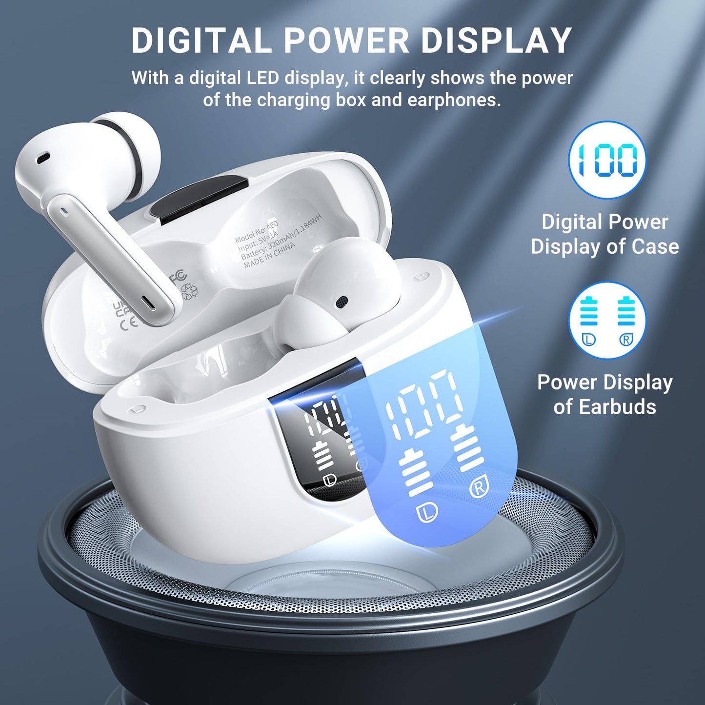 Wireless Earbuds, 2024 Wireless Headphones HiFi Stereo Earphones with 4 ENC Noise Canceling Mic, 42Hs Playtime In Ear Earbud, Bluetooth 5.3 Sport