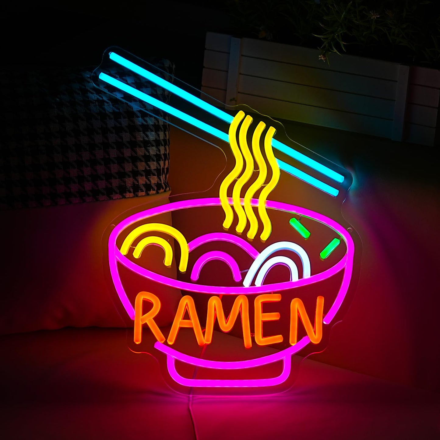 LIUOZHTEA Ramen Neon Sign Dimmable LED Ramen Neon Light for Wall Decor Delicious Noodle Light Up Sign for Ramen Shop Resturant Dinning Room Kitchen