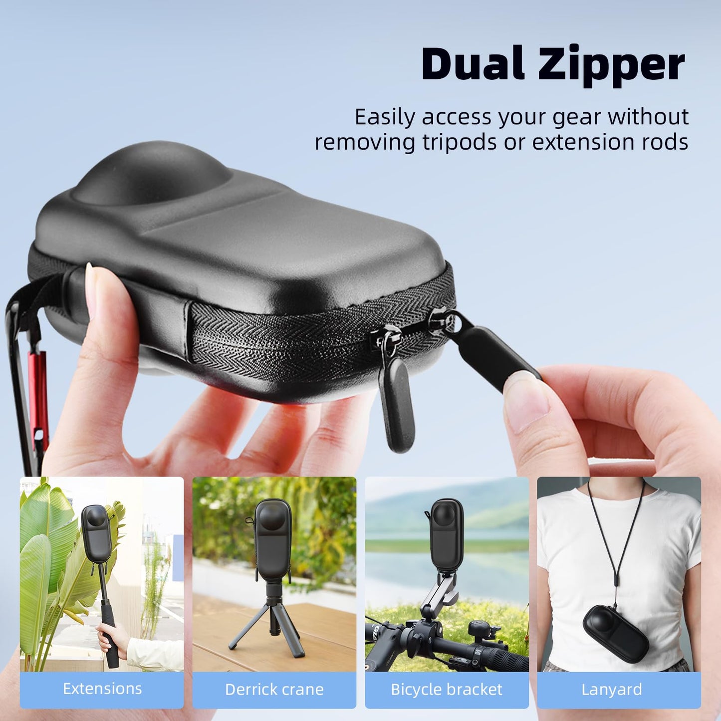 BRDRC Portable Small Case for Insta360 X4 X5 (for Original Lens Cap), Carrying Storage Bag Protective Cover Hard Shell Travel Protector with Wrist