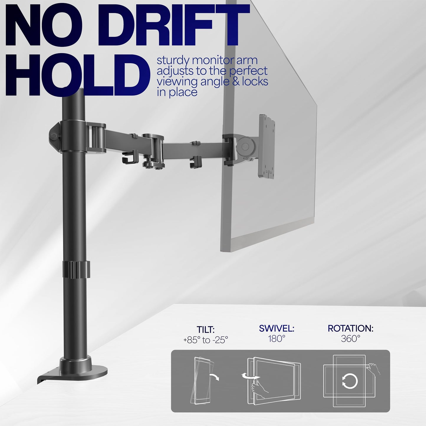 VIVO Single Ultra-Wide Monitor Desk Mount for up to 49 inch Ultrawide Screens, Clamp-on Adjustable Stand Holds 44 lbs, VESA up to 100x100mm, Black