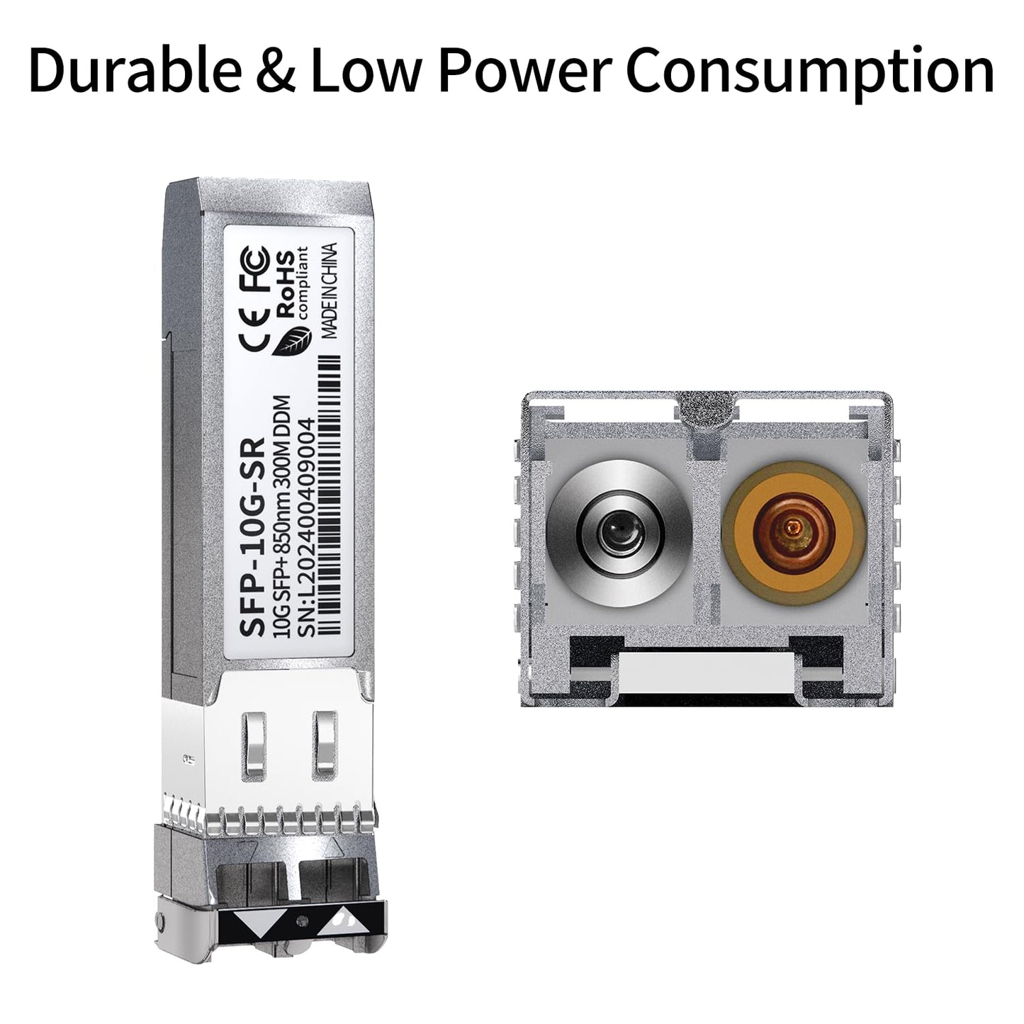 10G SFP+ LC Module, 10GBase-SR Multi-Mode Ethernet Transceiver, 850nm MMF up to 400m - Compatible with Cisco, Meraki, Ubiquiti, Mikrotik, Netgear