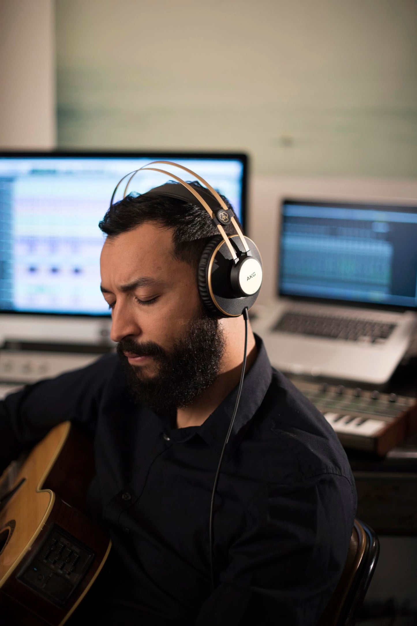 AKG Pro Audio K92 Over-Ear, Closed-Back, Critical Listening and Studio Headphones, Matte Black and Gold