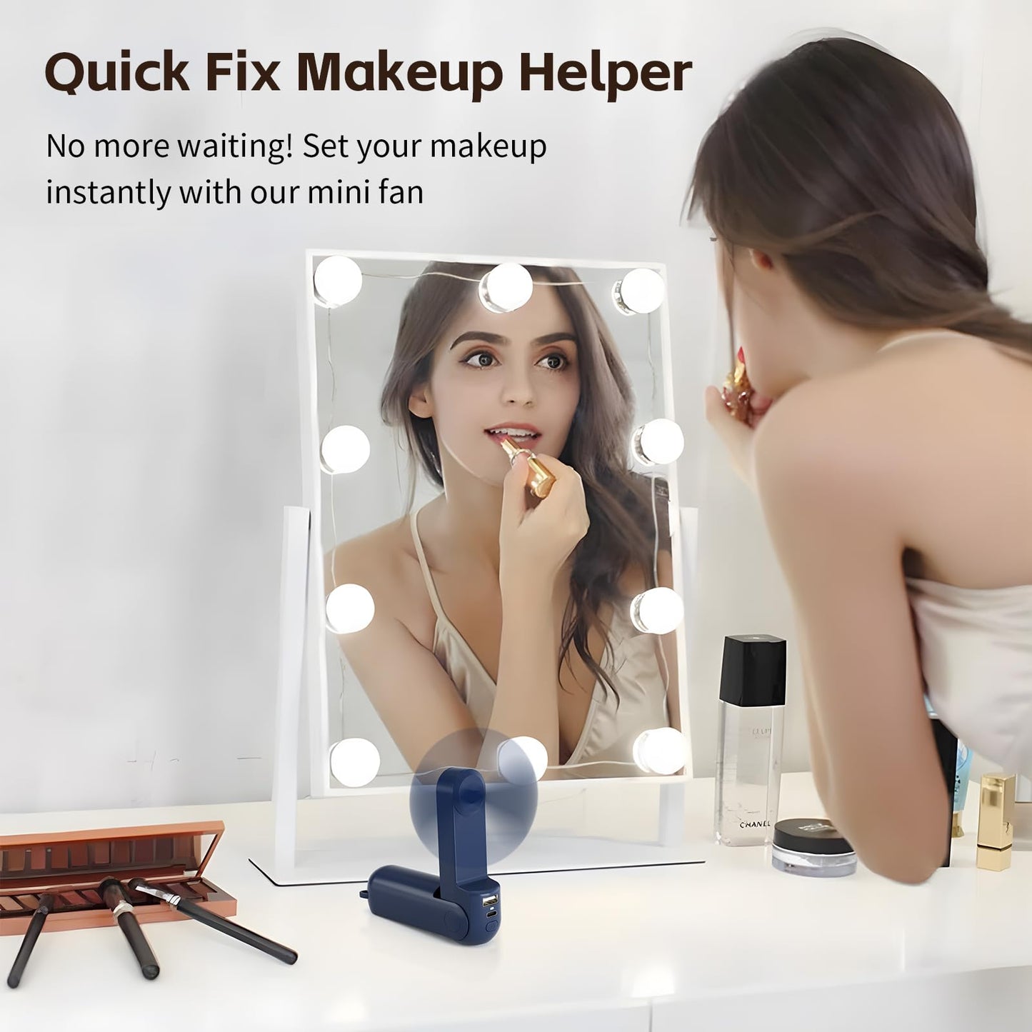 Morelax Portable Fan, Mini Handheld Fan with Power Bank, Cute USB Rechargeable Pocket Fan, Foldable Small Cooling Fan with LED Light, Personal Travel