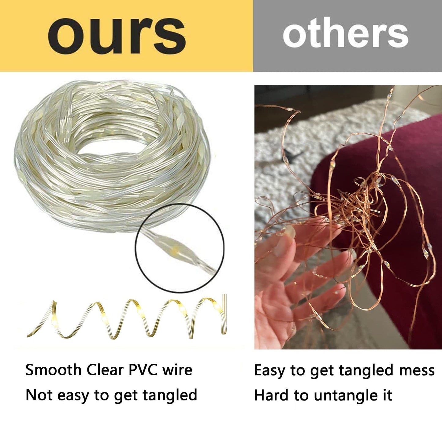 QITONG 2 Pack Upgraded PVC Solar Fairy Lights White, Each 33ft 100 LED String Lights Outdoor Waterproof, 8 Modes Solar Twinkle Mini Lights