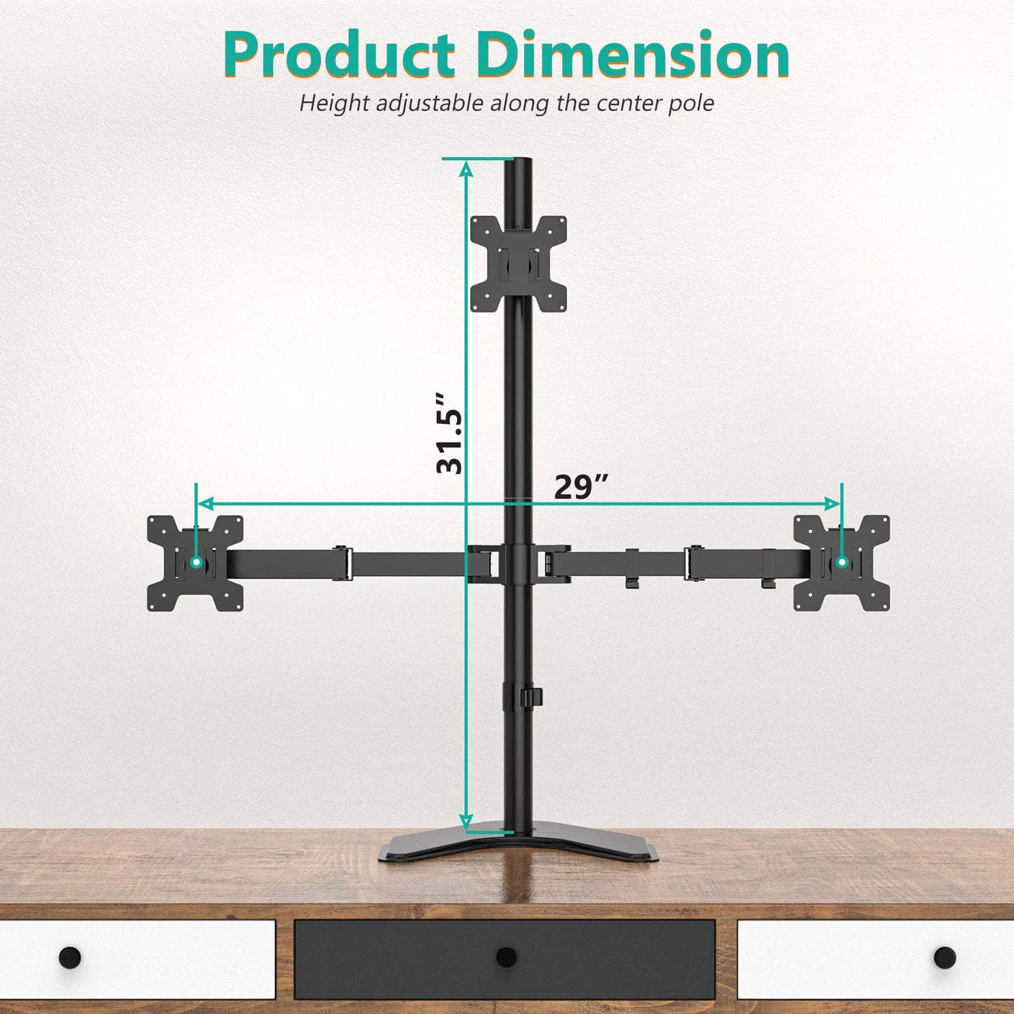 WALI Triple Monitor Stand, Free Standing Three Monitor Desk Mount Fully Adjustable, Fits 3 Screens up to 27 inch, 22 lbs Weight Capacity per Arm