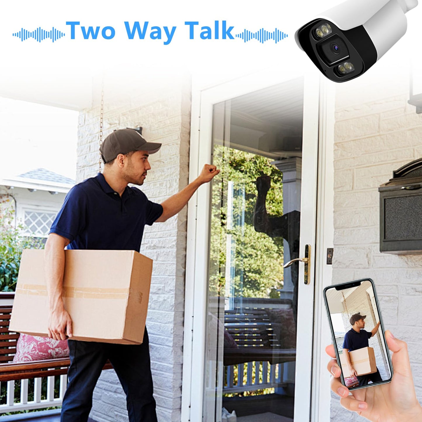 Tennoz 5MP PoE IP Bullet Camera Outdoor, Full Color Security IP Camera with Smart Dual Light, Two Way Talk, 98ft Night Vision, 110°Wide Angle