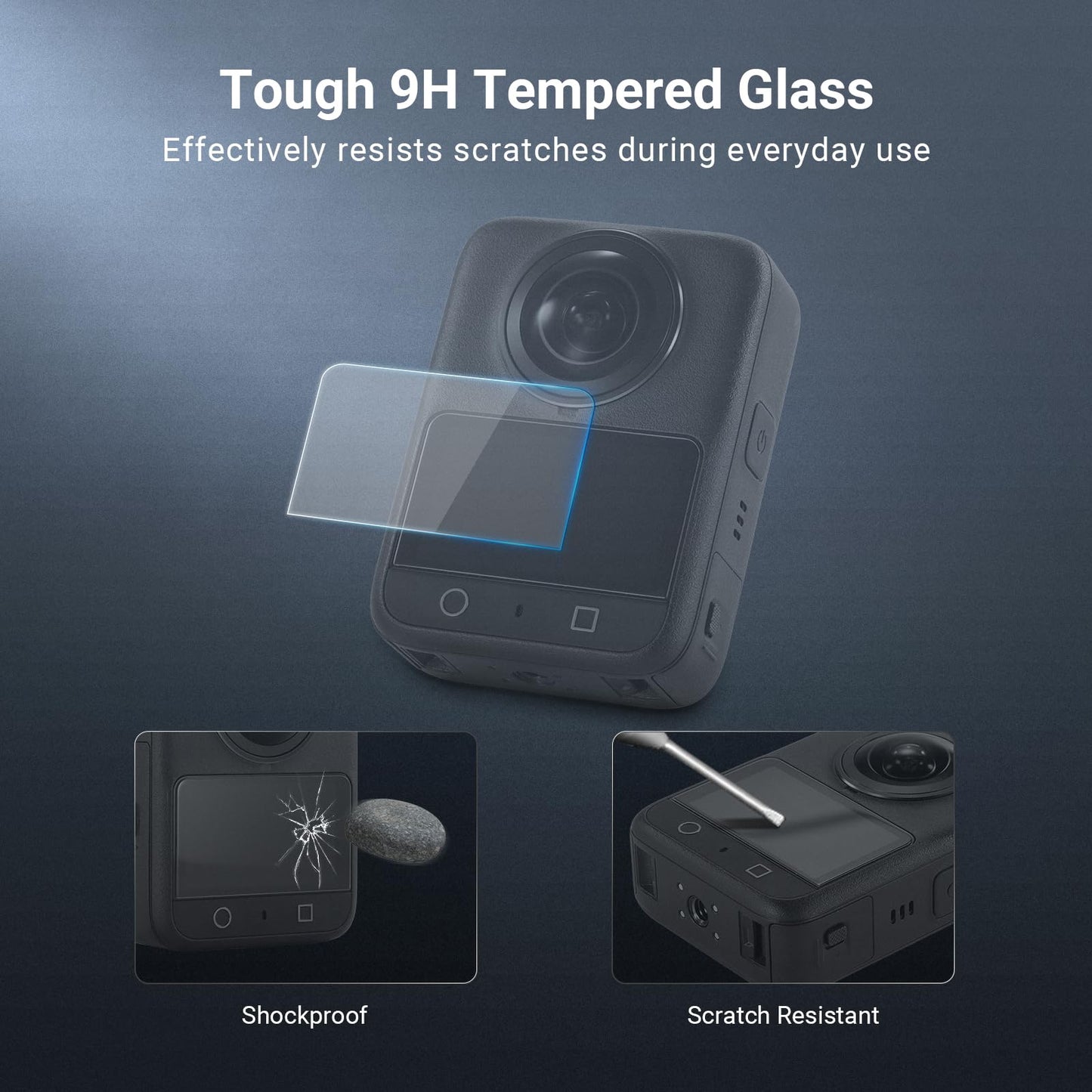 NEEWER Screen Protector for Osmo 360, 2 Pack Tempered Glass Film Guards with Lens Cleaner Accessories Kit Compatible with DJI OSMO 360 Action Camera