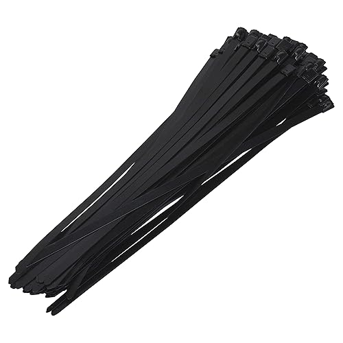 Supreme Cable Ties 8 Supreme Black Polyester Coated 316 Stainless Steel Cable Zip Ties, 300 lb, (100 Piece)