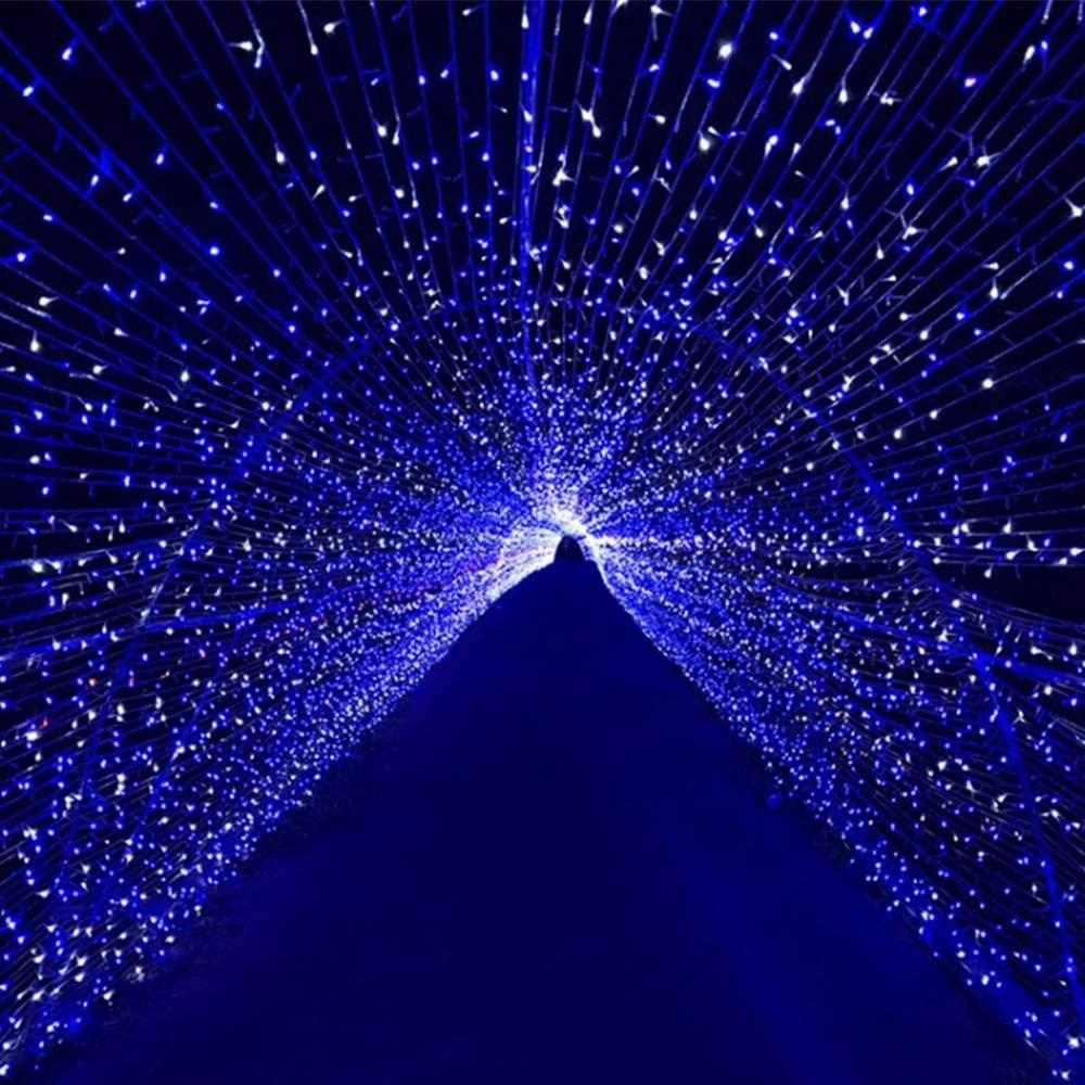 kemooie 500 LED Blue and White Christmas Lights, 164 FT 8 Twinkle Modes Plug in Waterproof Extra Long Fairy Lights for Outdoor Christmas Party Garden