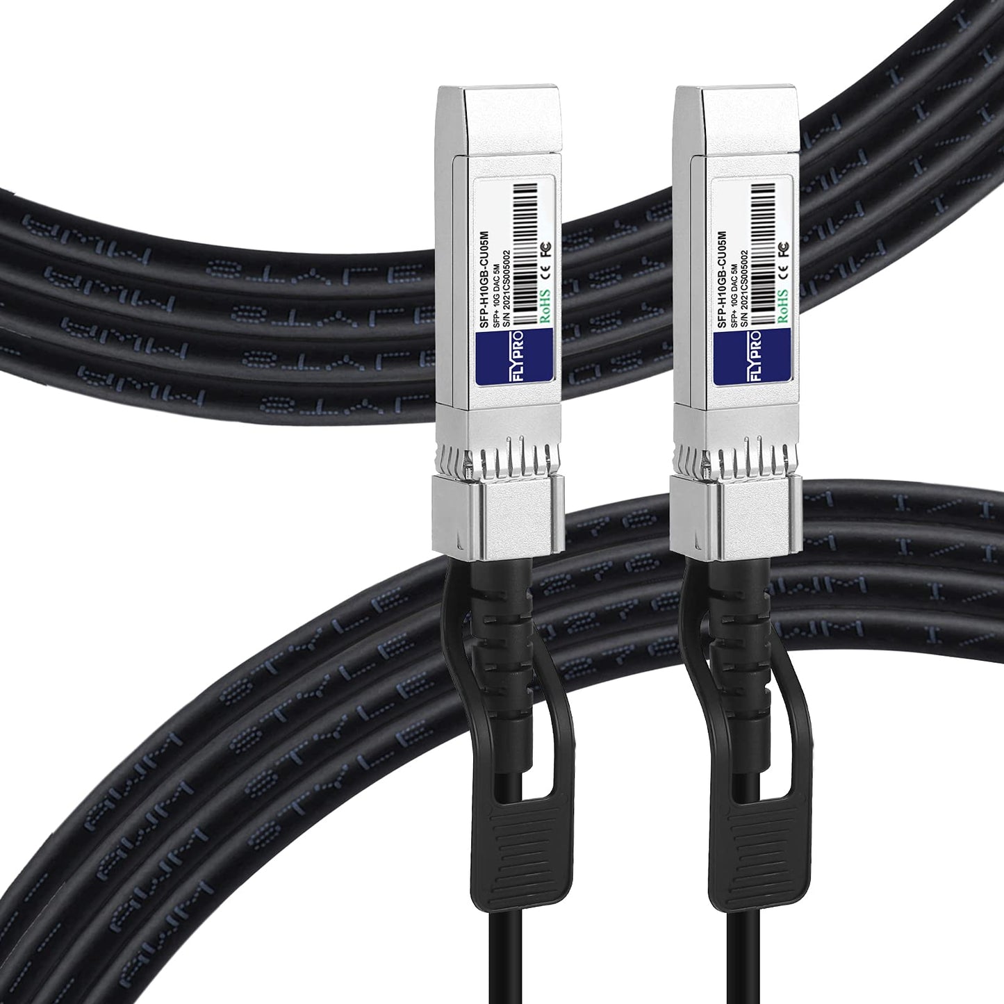 FLYPROFiber- 10G SFP+ DAC Twinax Cable, 5M/16.4ft Passive Direct Attach Copper Twinax, for Cisco SFP-H10GB-CU5M, Uiquiti, Netgear, Mikrotik, D-Link