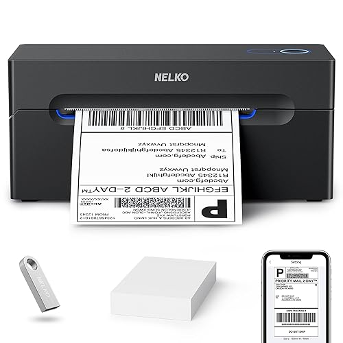 Nelko Bluetooth Thermal Shipping Label Printer, Wireless 4x6 Shipping Label Printer for Shipping Packages, Support Android, iPhone and Windows, Widely