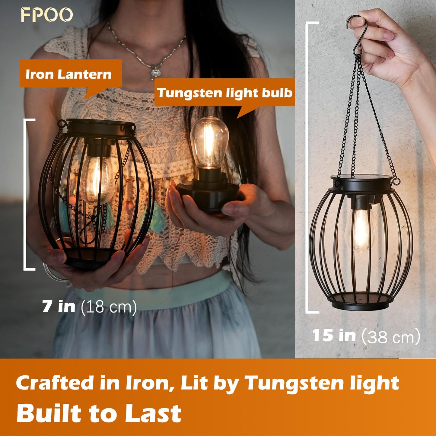 Hanging Solar Lanterns Outdoor Waterproof, Solar Powered Ultra-Bright Lights Solar Lantern for Patio Garden Porch Yard Pathway (2 Pack )