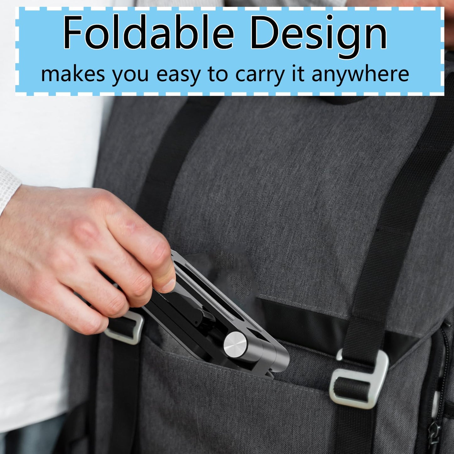 Fanlory Folding Cell Phone Stand,Laptop Stand, Adjustable Height and Angle Foldable Cell Phone Stand Holder for Desk, Taller iPhone Stand Compatible