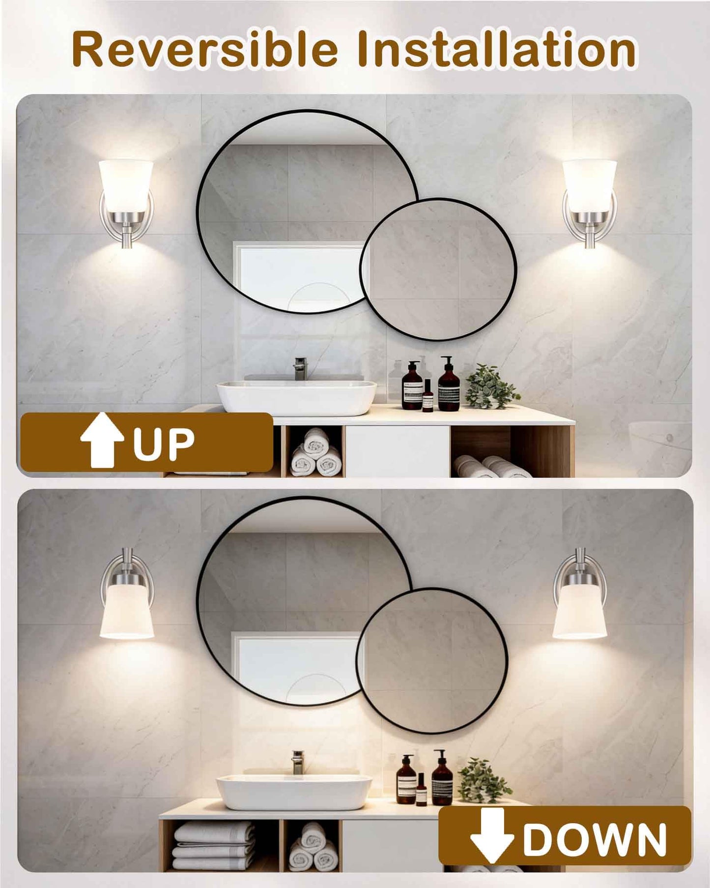 GRUENLICH Wall Sconces for Bathroom, Brushed Nickel Vanity Light Fixture Over Mirror, Single Hardwired Sconce with Frosted Glass Shades for Bedroom