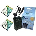 2 Pack - Replacement for Pentax Optio WG-2 Battery + Charger with Car & EU Adapters - Compatible with Pentax NP-150 Digital Camera Battery and Charger