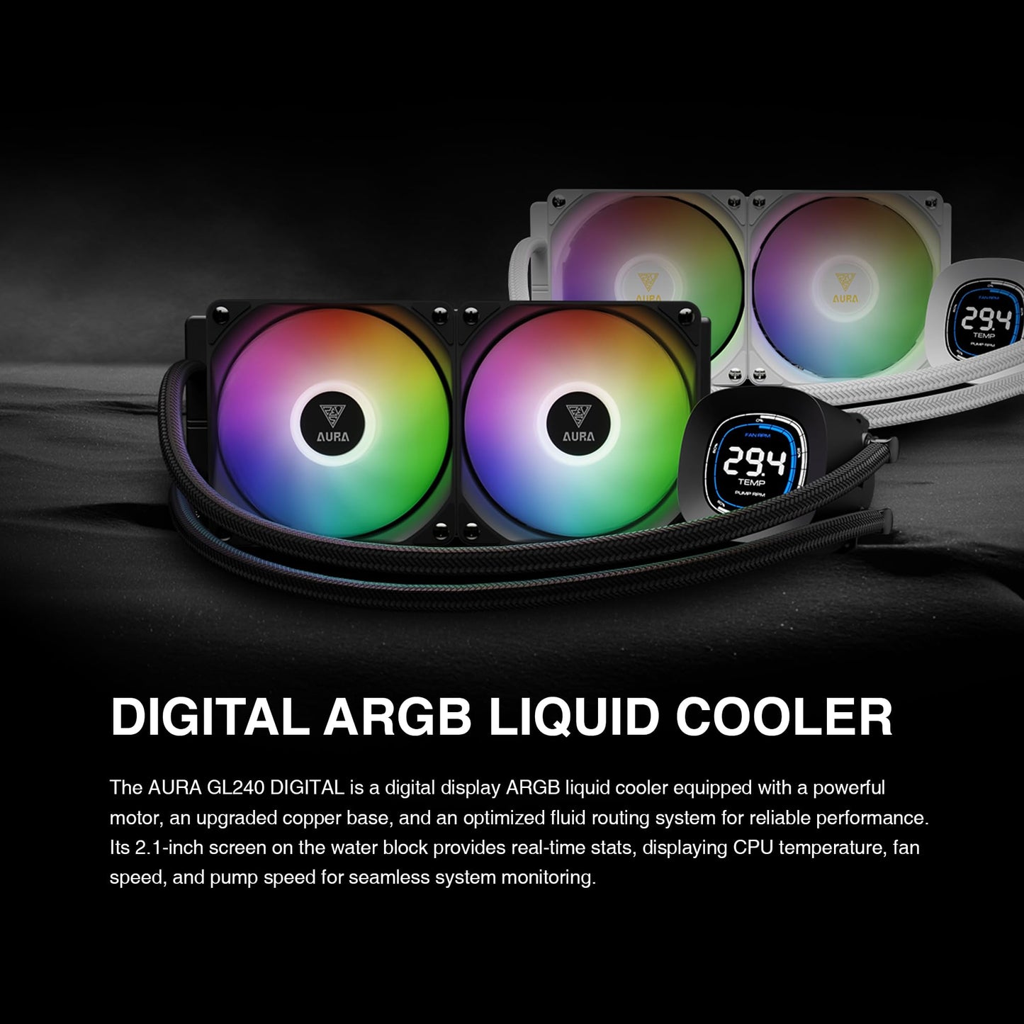 GAMDIAS Aura GL240 Digital AIO PC CPU Liquid Cooler
