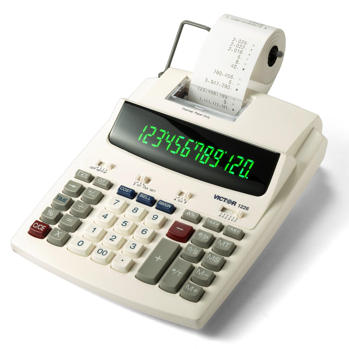 Victor 1226 Thermal Printing Calculator, 12-Digit Display, 8.0 LPS Printing Speed, Off-White