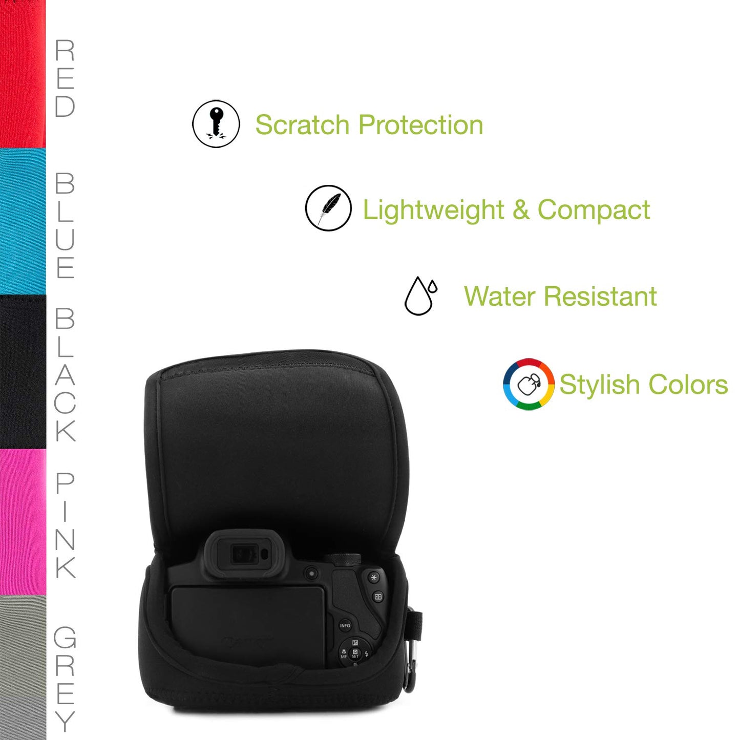 MegaGear MG1573 Ultra Light Neoprene Camera Case Compatible with Canon PowerShot SX70 HS - Black, One Size