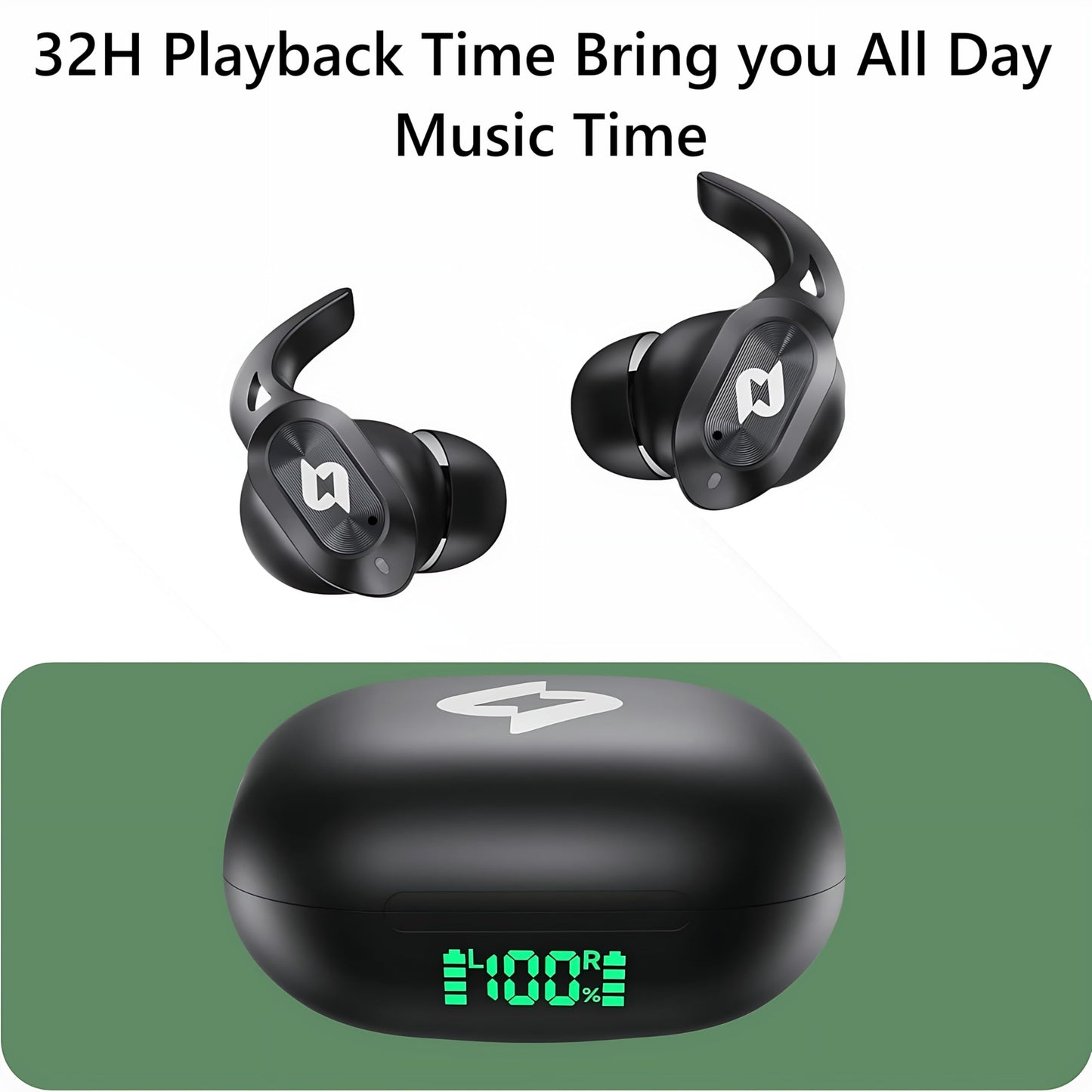 Wireless Earbuds Bluetooth Earbuds Wireless Charging Case Waterproof Headphones Built in Microphone Stereo Bass 64H Playback LED Power Display