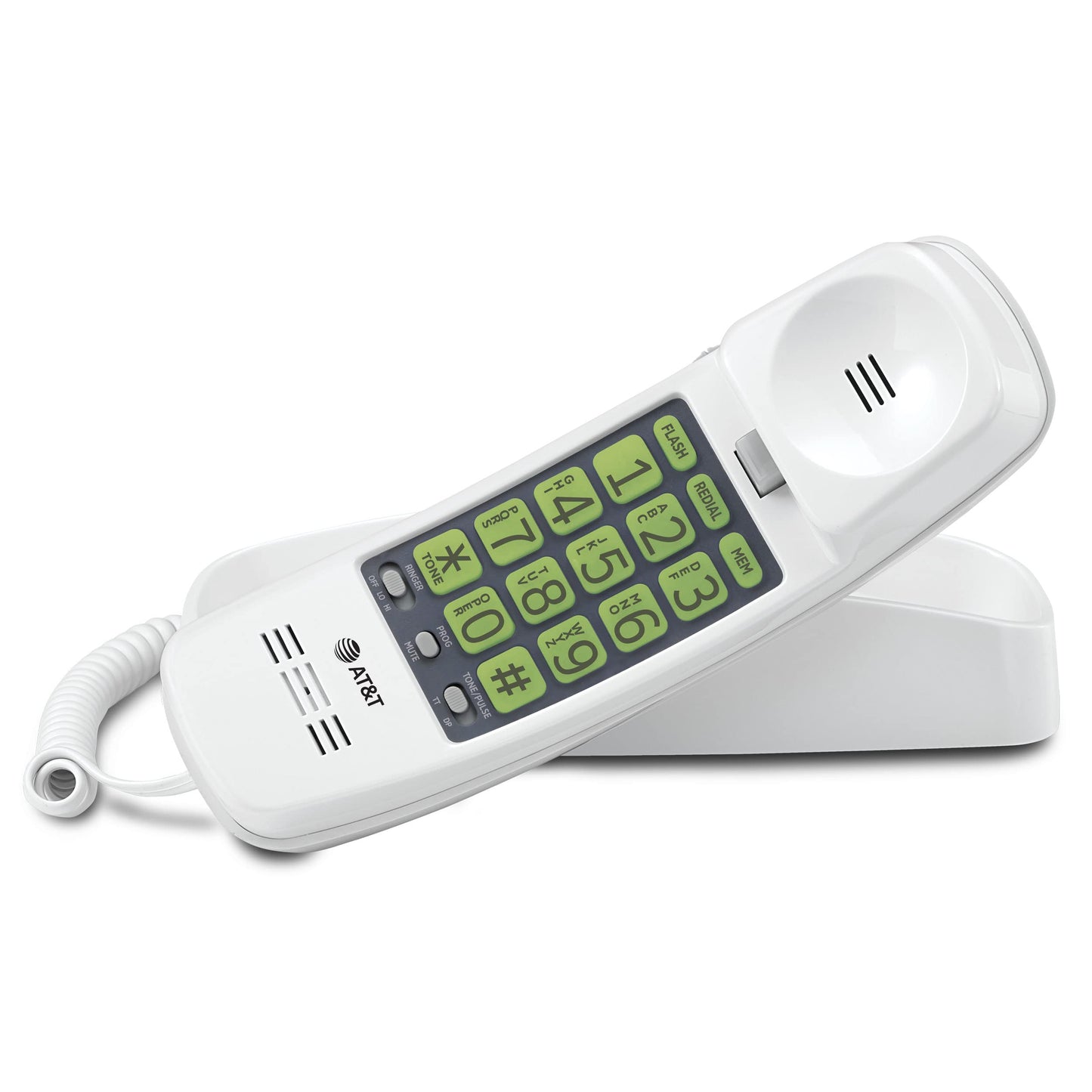 AT&T TRIMLINE 213 Corded Home Phone with Extra Big Buttons & Visual Ringer. No AC Power Required, Improved Easy-Wall-Mount, Lighted Keypad, 10 Speed