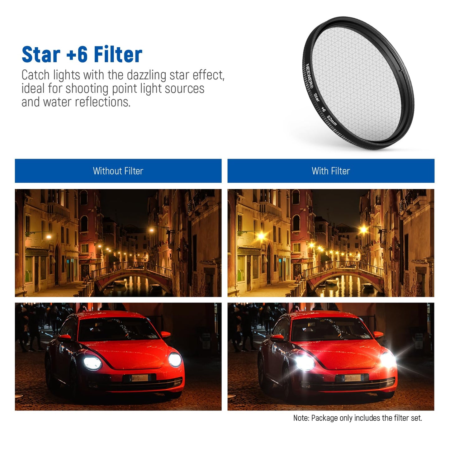 NEEWER 52mm 7 Pack ND Filter Set Compatible with iPhone, Clip On CPL+ ND32 + Starlight + GND (Red/Orange/Yellow/Blue) Phone Camera Lens Photography