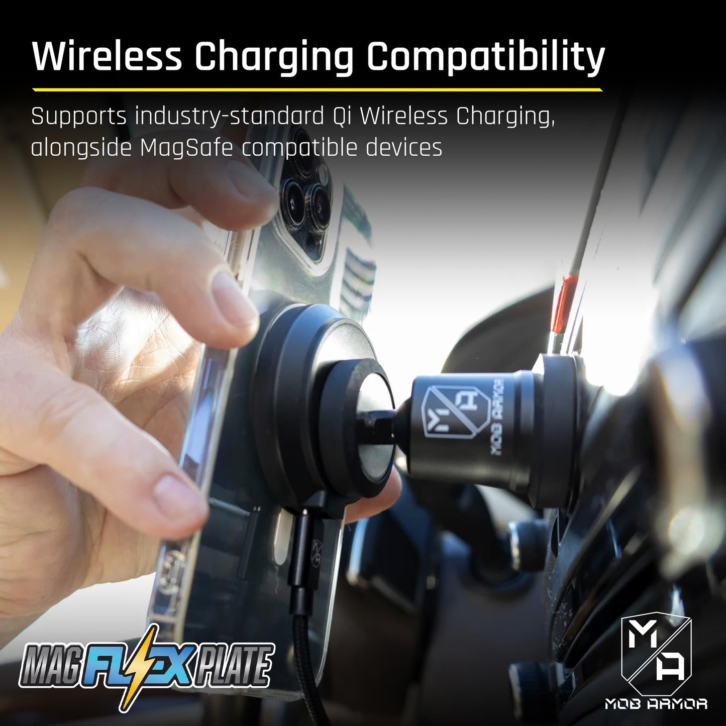 Mob Armor Magnet Flex Plate - Magnetic Phone Mount Compatible for iPhone & Android, Wireless Charging Compatible - 2mm Slim Rubber Magnetic Plate