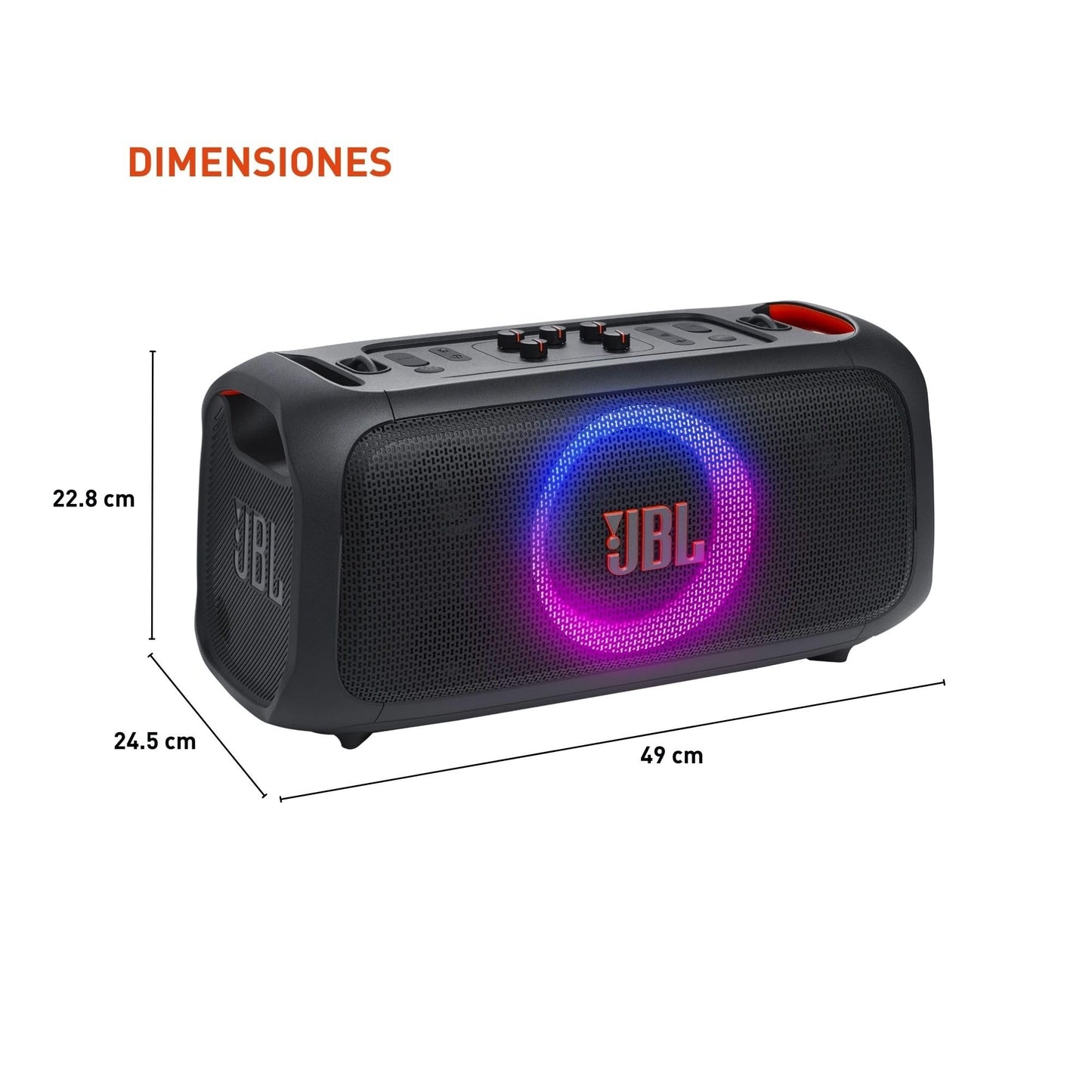 JBL PartyBox On-The-Go Essential - Portable Party Speaker with Built-in Lights and Wireless mic, Amazing JBL Pro Sound, IPX4 splashproof Protection, 6