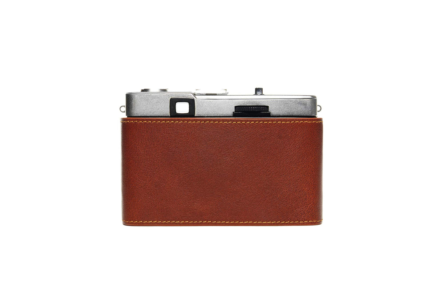 Trip 35 Case, BolinUS Handmade Genuine Real Leather Half Camera Case Bag Cover for Olympus Trip 35 Camera with Hand Strap (LavaBrown)