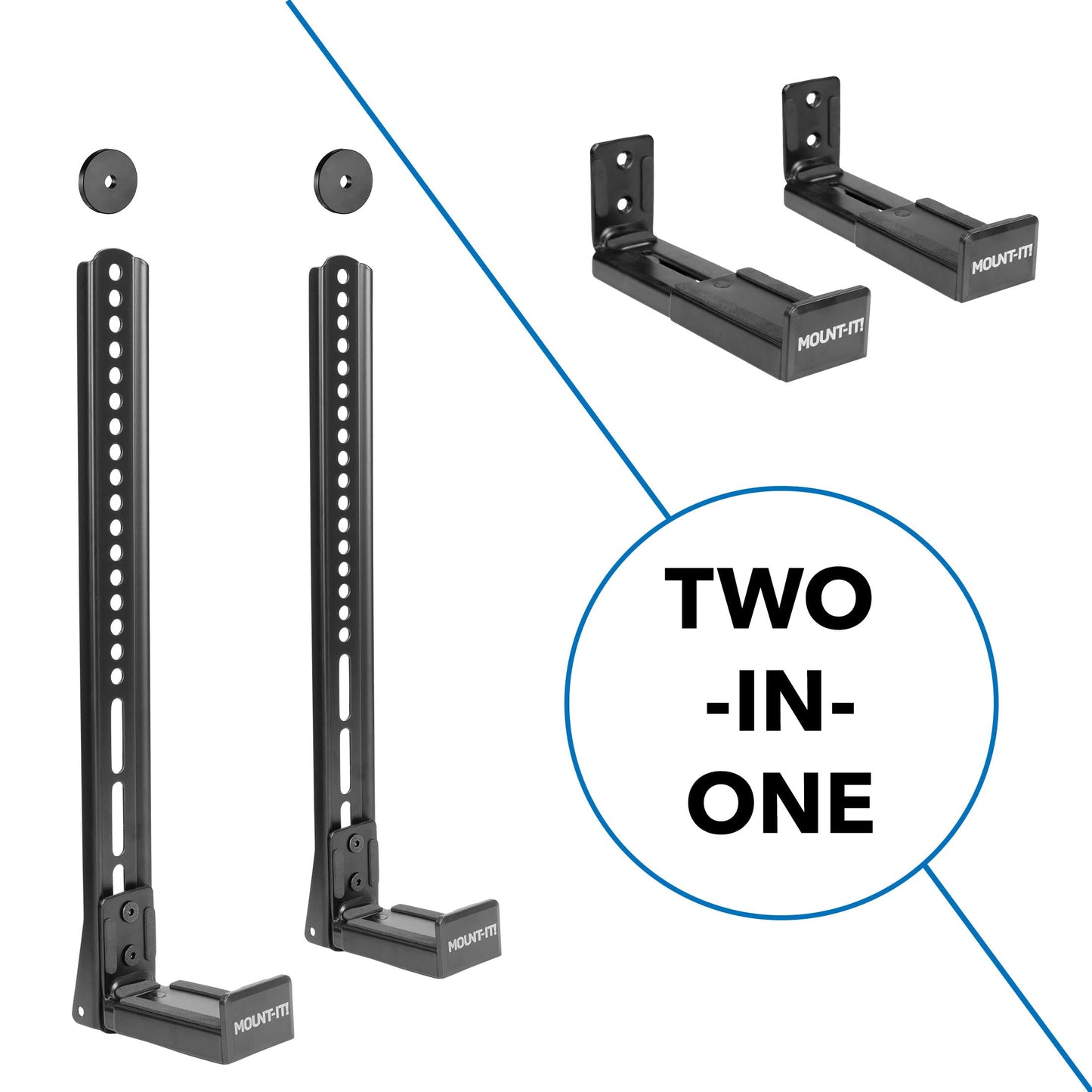 Mount-It! Soundbar Mount for TV and Wall Mounting | 2-in-1 Soundbar Bracket for Back of TV or Wall Mount Installation | Universal Base Fits All