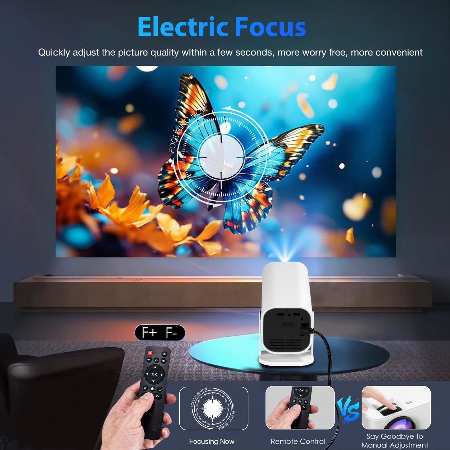 Mini Projector, Video Projector for Bedroom, Built-in Speaker And Bluetooth 5.3, Native 1080P, Compatible With 4K, Portable Room Rrojector (Mini