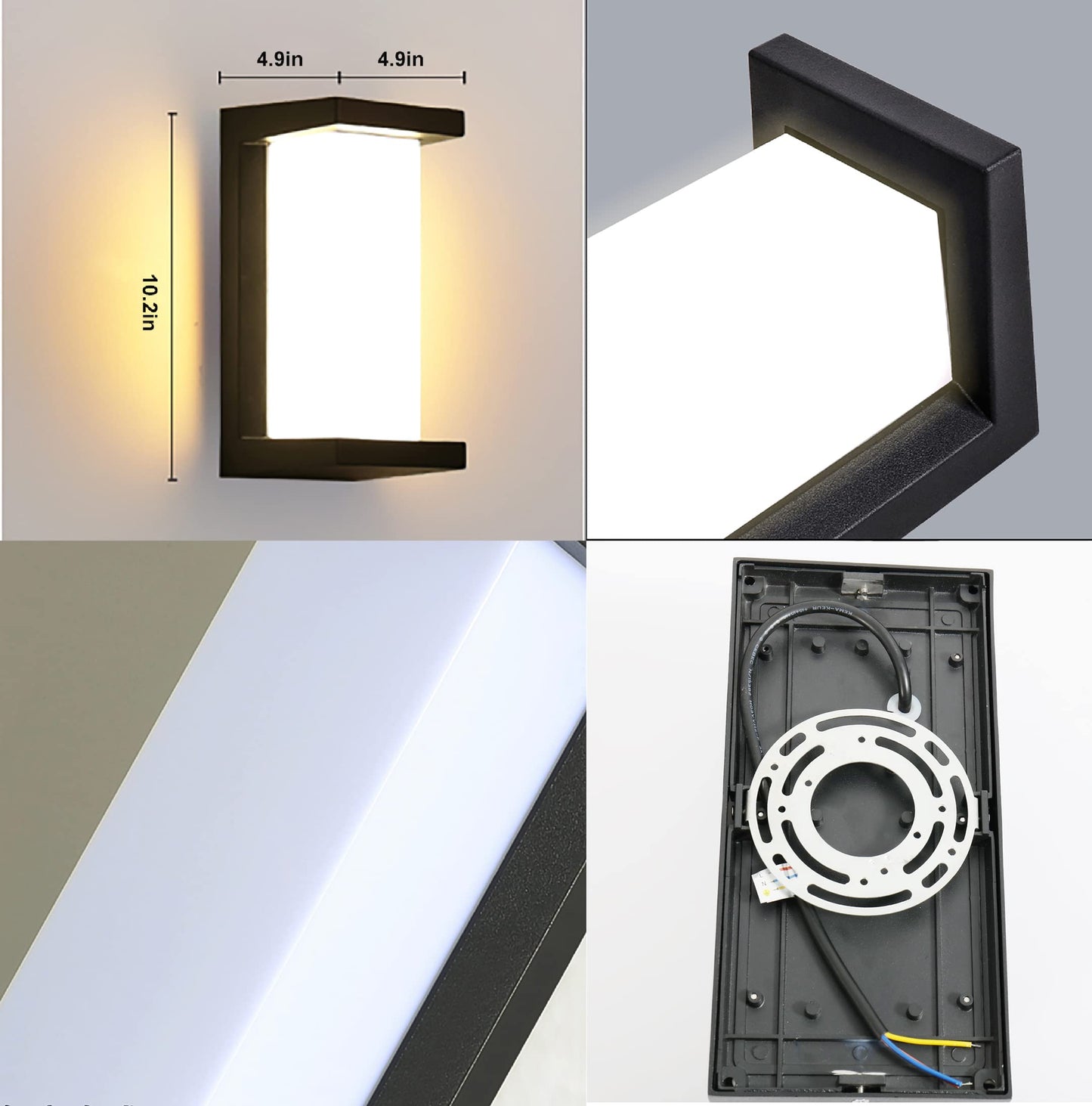 18W Dimmable LED Outdoor Wall Sconce with Remote Control, IP65 Waterproof Exterior Porch Light, 3000K-6500K Adjustable Color Temperature, Black