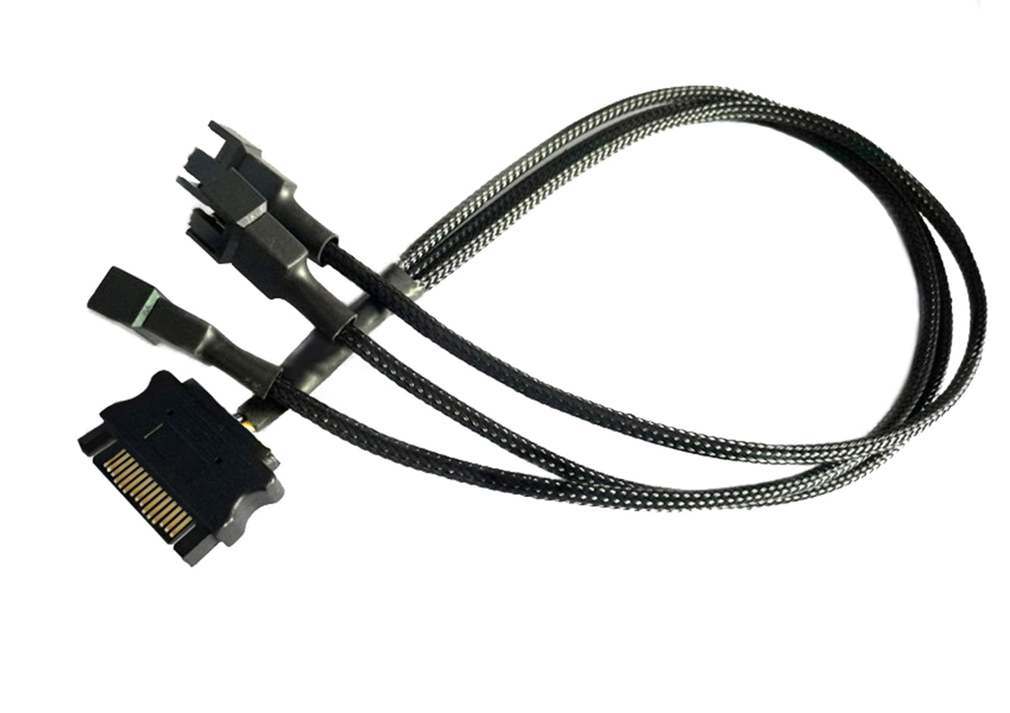 TeamProfitcom SATA to 3 Fan Splitter Adapter Cable 3 Way Sleeved Braided Y Splitter Computer case PC 3/4 pin Fan Extension Power Cable SATA to 3 Fan