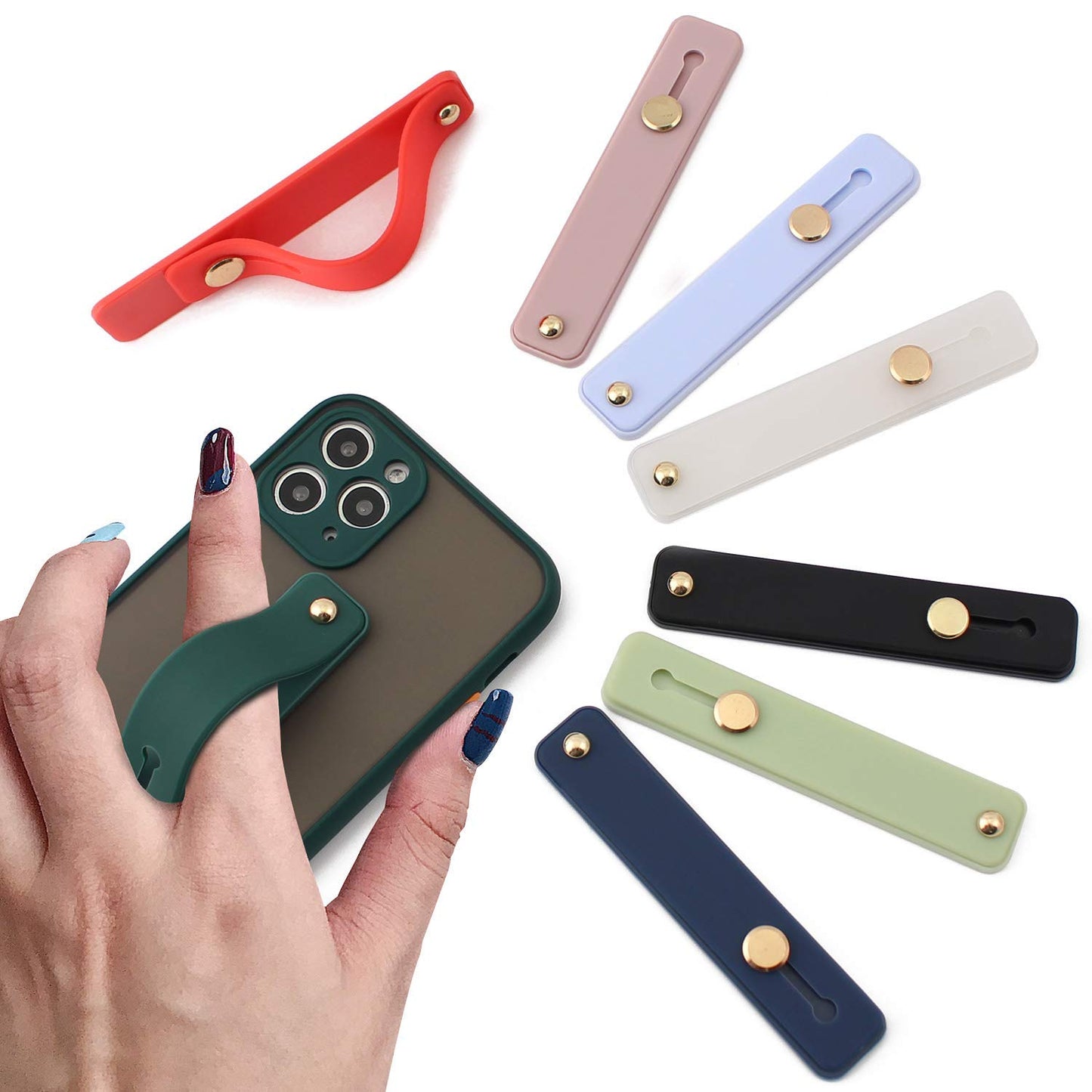 Removable and Reusable Cell Phone Grip Strap, Yetaida Telescopic Finger Kickstand Bracket Universal Silicone Phone Holder Stand and Portable Finger